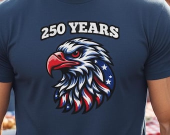250 Years Eagle Shirt, Retro Patriotic Eagle Tee, America 250 Graphic Shirt, 1776 2026 Independence Day Gift