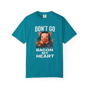 Funny Pig DJ T-Shirt: Don&#39;t Go Bacon My Heart - Music Lover Pun Tee