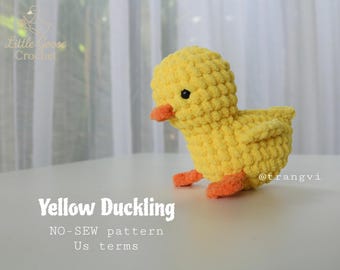 Einfache Amigurumi No-Sew Duckling Häkelanleitung und schnelles Projekt, Häkelspielzeug für alle Schwierigkeitsstufen