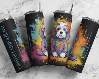 Meditating dog 20oz Tumbler Designs, Galaxy 9.3 x 8.2 Straight Skinny Tumbler Wrap PNG, Sublimation Design PNG