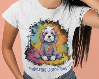 Pawsitive Vibrations Doggy Meditating. Gift for yogi, Dog lover's gift, Unisex Jersey Short Sleeve Tee