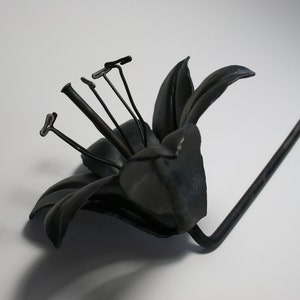 USA Made 6th Wedding Anniversary Gift Forged Iron TIGER LILY Handmade Metal Steel Flower image 4