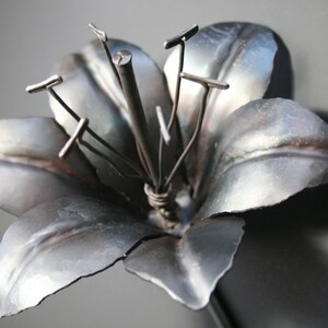 USA Made 6th Wedding Anniversary Gift Forged Iron TIGER LILY Handmade Metal Steel Flower image 2
