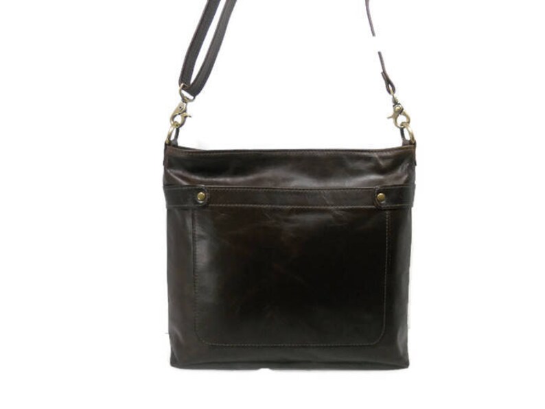 Brown Leather Crossbody Bag With Zipper Soft Leather Purse Etsy