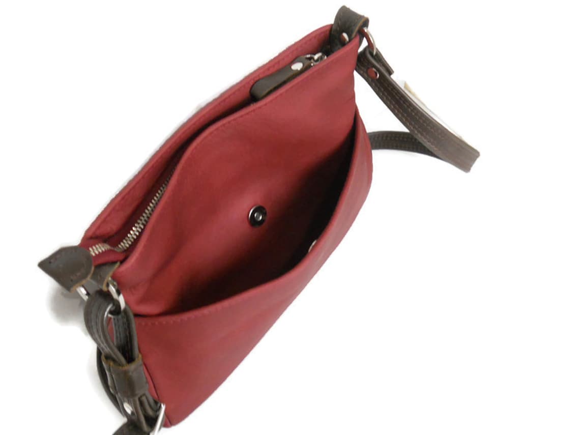 Small Leather Crossbody Bag with Built in Wallet Zipper Etsy