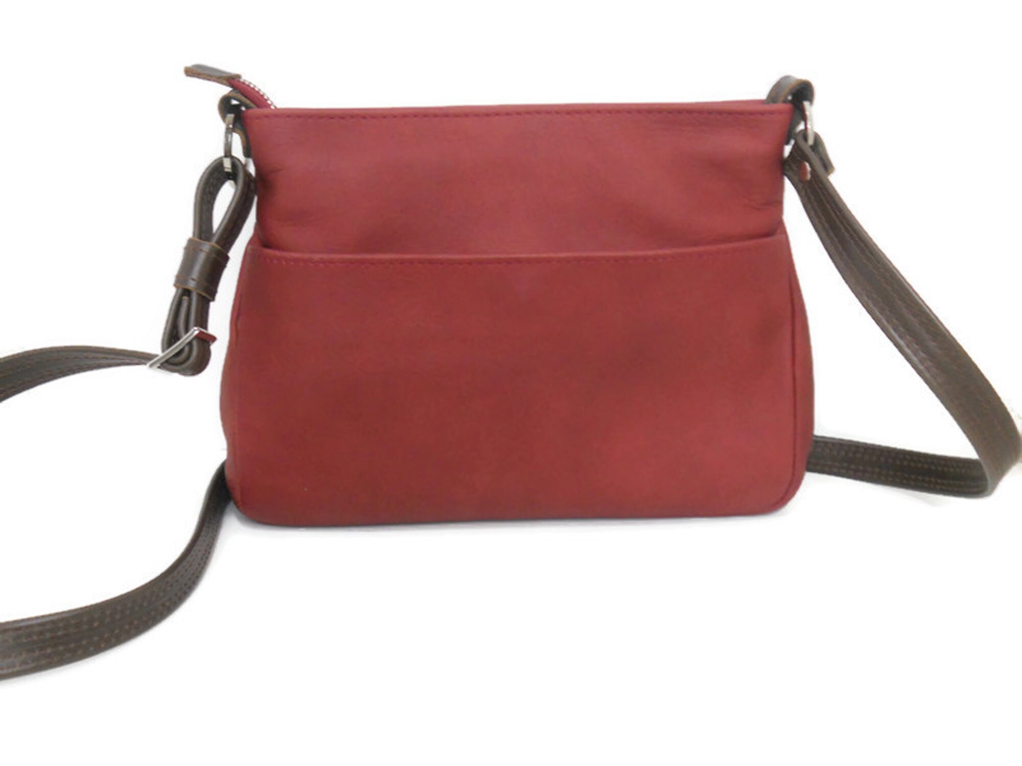 Small Leather Crossbody Bag with Built in Wallet Zipper Etsy