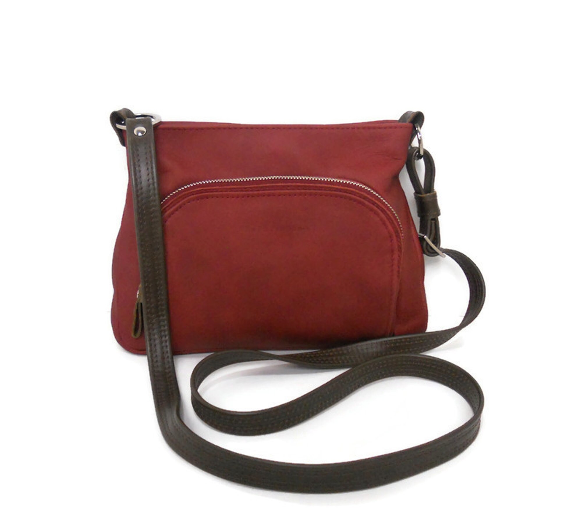 Small Leather Crossbody Bag with Built in Wallet Zipper Etsy