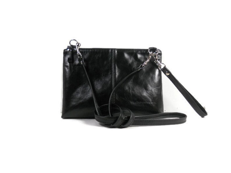 small black leather crossbody purse