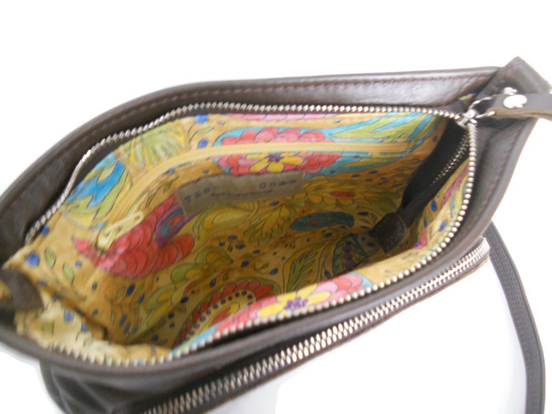 Small Leather Crossbody Bag with Built in Wallet Zipper Etsy