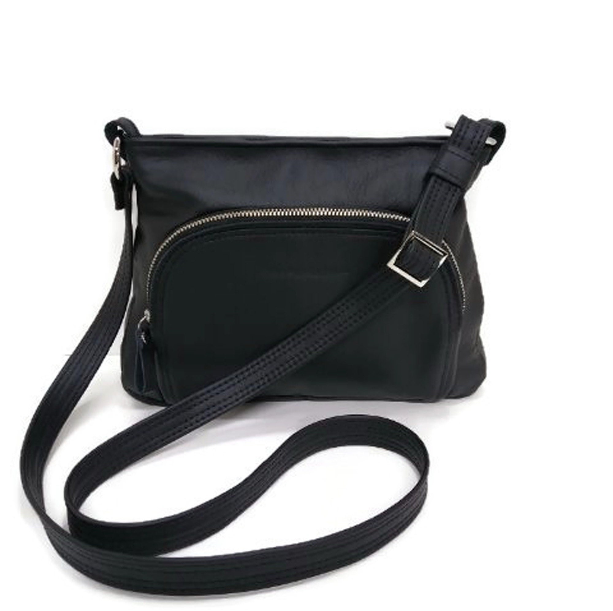 black leather organizer purse