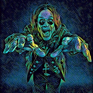 Ozzy Osbourne Gothic Heavy Metal Wall Art - Dark Neon Pop Art Print for Rock Fans