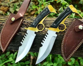 Daryl Dixon Replica Bowie Knife | Brass Finger Guard, Leather Sheath