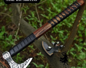 Hache Viking de Ragnar Lothbrok - Hache viking nordique - Lame tranchante en acier à haute teneur en