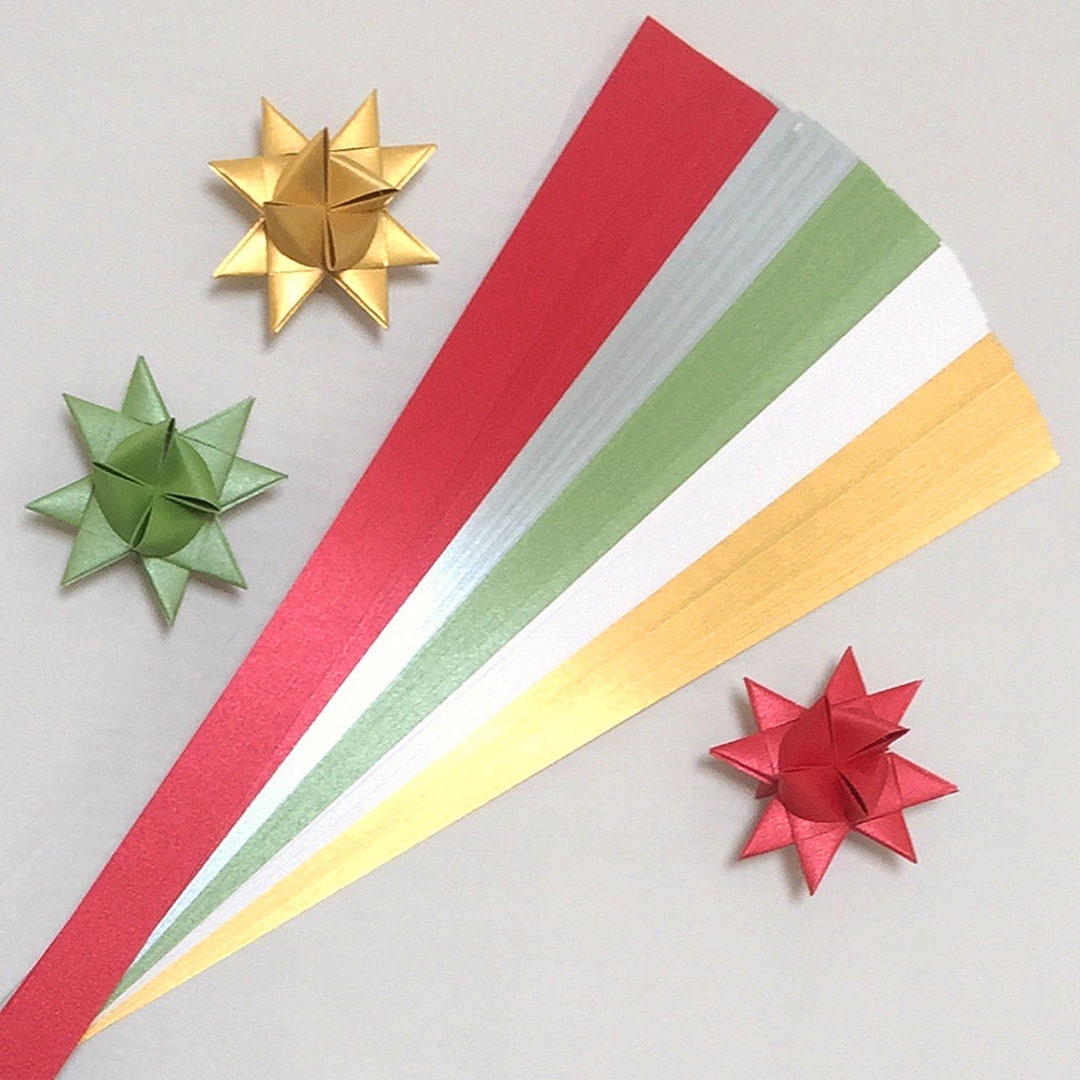  Paper Strips for German, Froebel, Moravian Stars & Weaving  ~3/4 Red, Green, White Holiday : Handmade Products