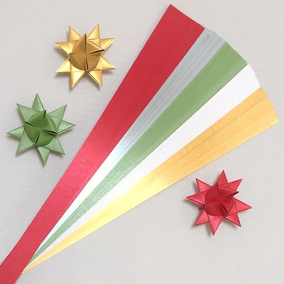 Multi Color Mix Paper Strips for Making Moravian German Froebel Stars  Various Sizes 100 Strips per Pack -  Hong Kong
