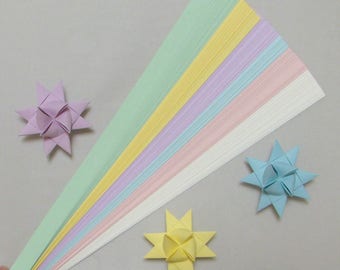 Pastel Mix Paper Strips (6 colors) for making Moravian German Froebel Stars - various sizes (100 strips per pack)
