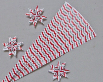 Candy Cane Patterned Paper Strips for Making Moravian German Stars (50 strips), 1/2, 5/8 or 3/4 inch paper strips
