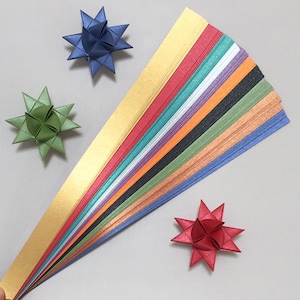 Plain Matte Froebel Moravian German Star Paper Strips Origami Ornaments  Colorful DIY Craft Projects (1/2 inch, Cherry Red)