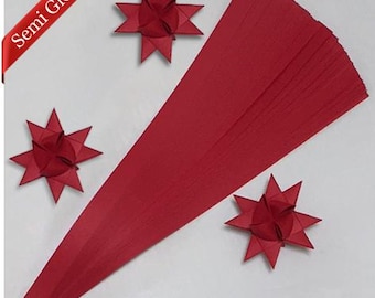 Dark Red Paper Strips - For Moravian (German) Stars - Various Sizes - Semi Glossy Finish - 50 strips per pack