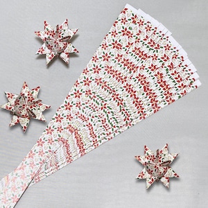 Bandes de papier à motif poinsettia pour la fabrication d'étoiles moraves allemandes (50 bandes), bandes de papier de 1/2" ou 3/4" de large