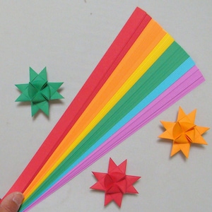 Rainbow Mix Paper Strips for making Moravian German Froebel Stars - various sizes (100 strips per pack)