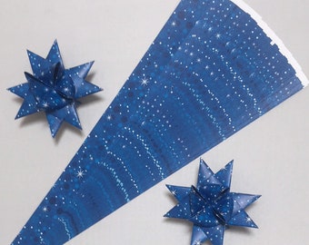 Night Sky Patterned Paper Strips for Making Moravian German Stars (50 strips), 1/2, 5/8, or 3/4 inch wide paper strips