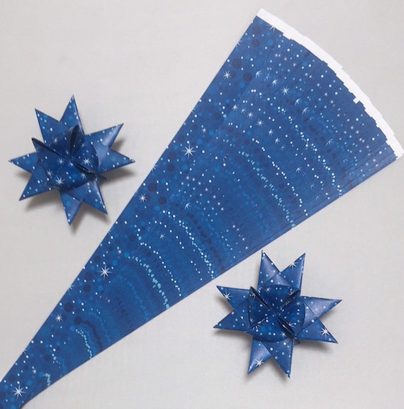 Night Sky Patterned Paper Strips for Making Moravian German Stars 50 Strips,  1/2, 5/8, or 3/4 Inch Wide Paper Strips 