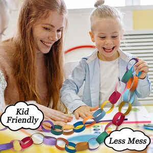 300 Paper Chain Strips for Crafting. No Glue or Tape Needed. Kid Friendly & Family Fun. 10 Bright Colors, Yields 50 Feet of Paper Links image 4
