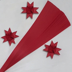 Single Color Dark Red Paper Strips for making Moravian German Froebel Stars - various sizes (50 strips per pack)