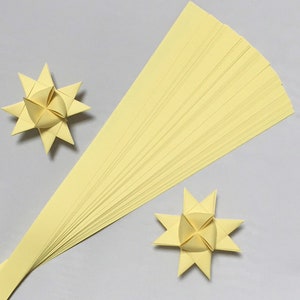 Single Color Light Yellow Paper Strips for making Moravian German Froebel Stars - various sizes (50 strips per pack)