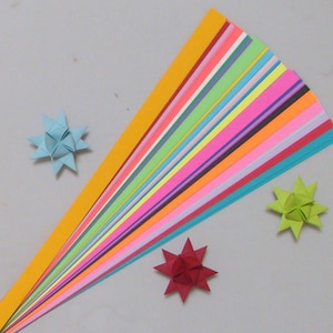 100 Papierstreifen zur Herstellung von Mährischen Deutschen Fröbelsternen - verschiedene Größen (100 Streifen pro Packung)