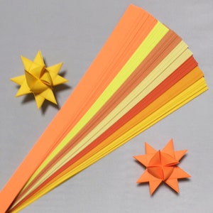 Bandes de papier ton orange pour faire des étoiles moraves allemandes de Moravie - différentes tailles (100 bandes par paquet)