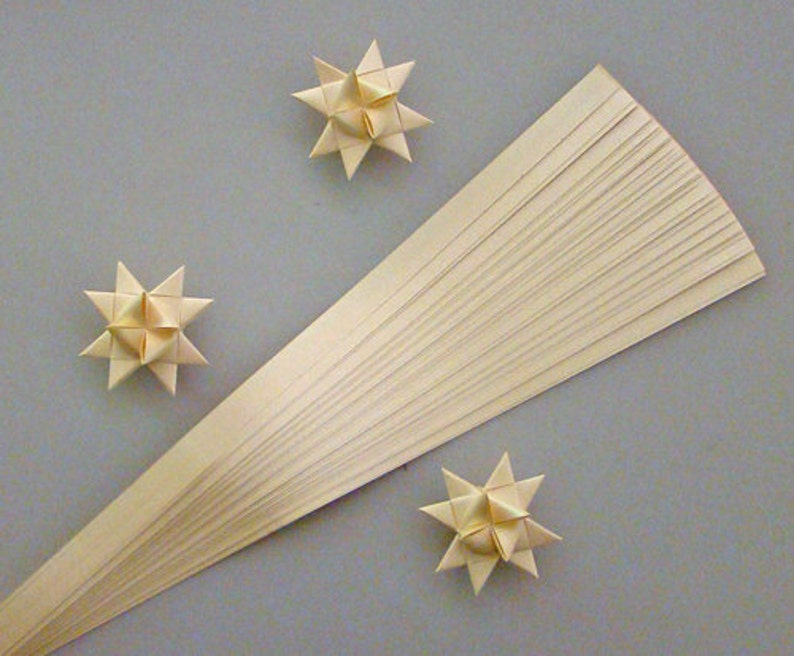 Pearlescent Champagne Paper Strips for making Moravian German Froebel Stars various sizes 50 strips per pack image 1