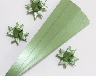 Metallic Green Paper Strips for making Moravian German Froebel Stars - various sizes (50 strips per pack)