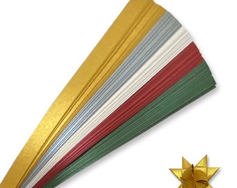 Christmas Mix (5 colors) for making Moravian German Froebel Stars - various sizes (100 strips per pack)