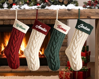 Bas de Noël brodés personnalisés : cadeau prénom personnalisé
