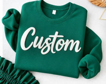 Moletom personalizado com capuz, gola redonda, estampa 3D, camiseta de time universitário, moletom universitário em relevo, presente de formatura, presente de equipe