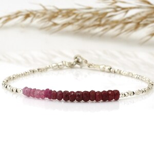 4MM Pink Tourmaline & Ruby Faceted Rondelle Bracelet • Natural Pink Red Gemstone Minimal Jewelry