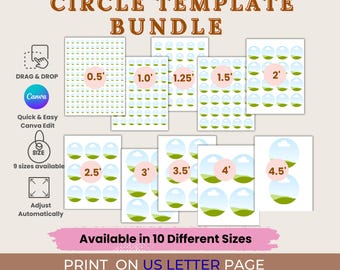 Kreis Vorlage Bundle | 10 druckbare runde Etiketten- und Aufklebervorlagen | Bearbeitbares Canva Design | Leere Kreis Collage | DIY Kreis Handwerk Kunst