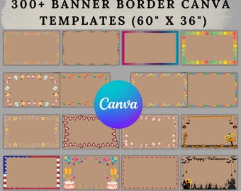 300 Banner Border Templates | Editable Canva Banner Designs | Scalloped Borders for Any Event | 60 x 36