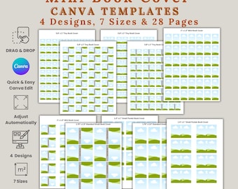 Mini Book Cover Template Editable Small Book Cover Sticker Custom Dollhouse Miniature Printable Anxiety Bookshelf DIY Booklet Cover Template