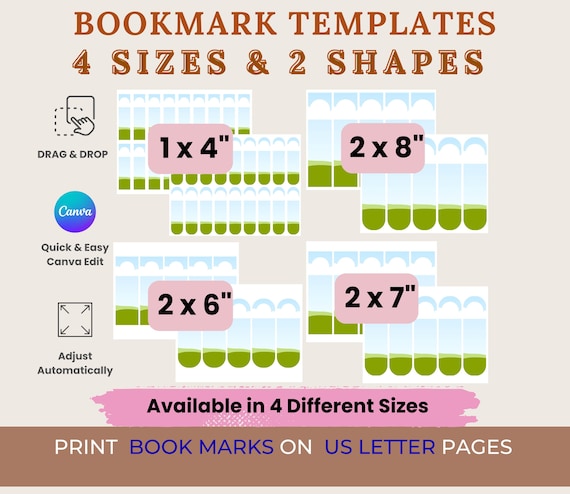 Editable Bookmarks Canva Printing Template | Drag & Drop Custom Bookmark Maker | Printable DIY Customizable Photo Book Mark|Book Lovers Gift