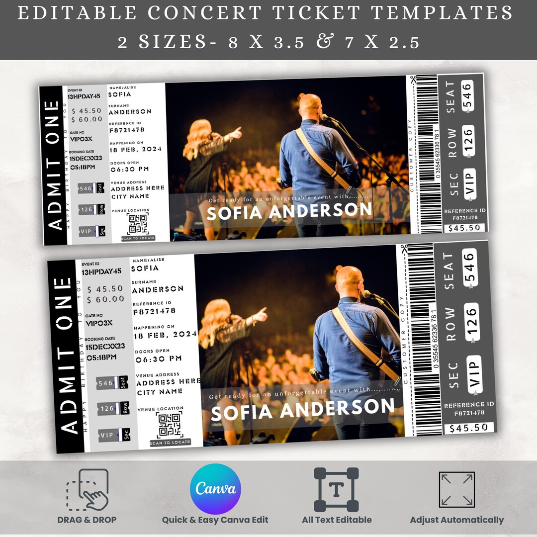 Editable Concert Ticket Template DIY Custom Event Ticket Fake