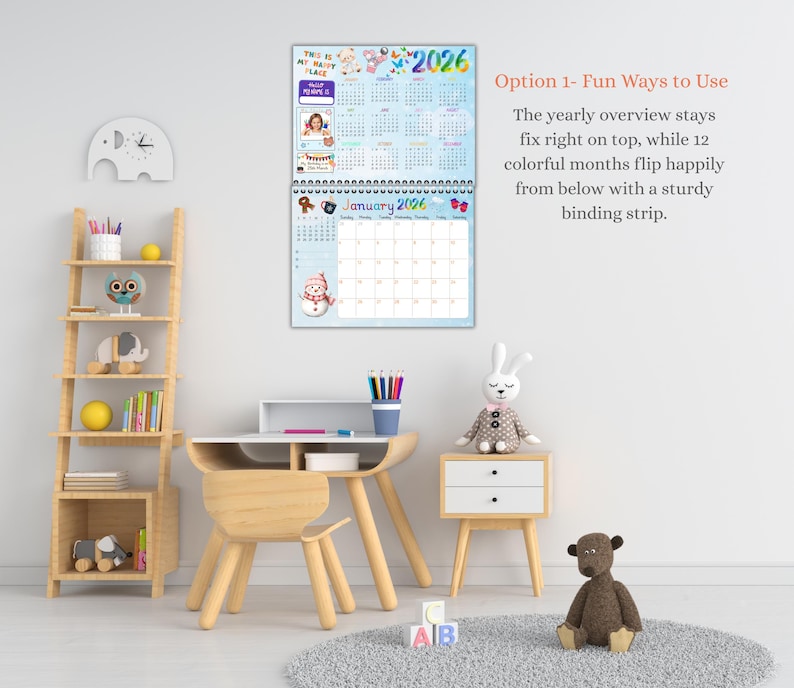 2026 Printable Kids Calendar | Editable Children Photo Calendar Canva ...