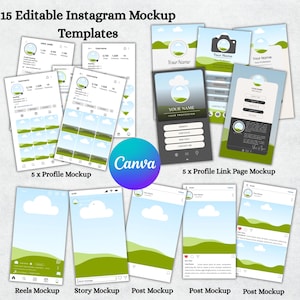 Instagram-profilmodeller Canva-mallar | Redigerbara profilrullar för sociala medier och flödeslayout för IG-inlägg | Förhandsgranskning av Instagram-storyram