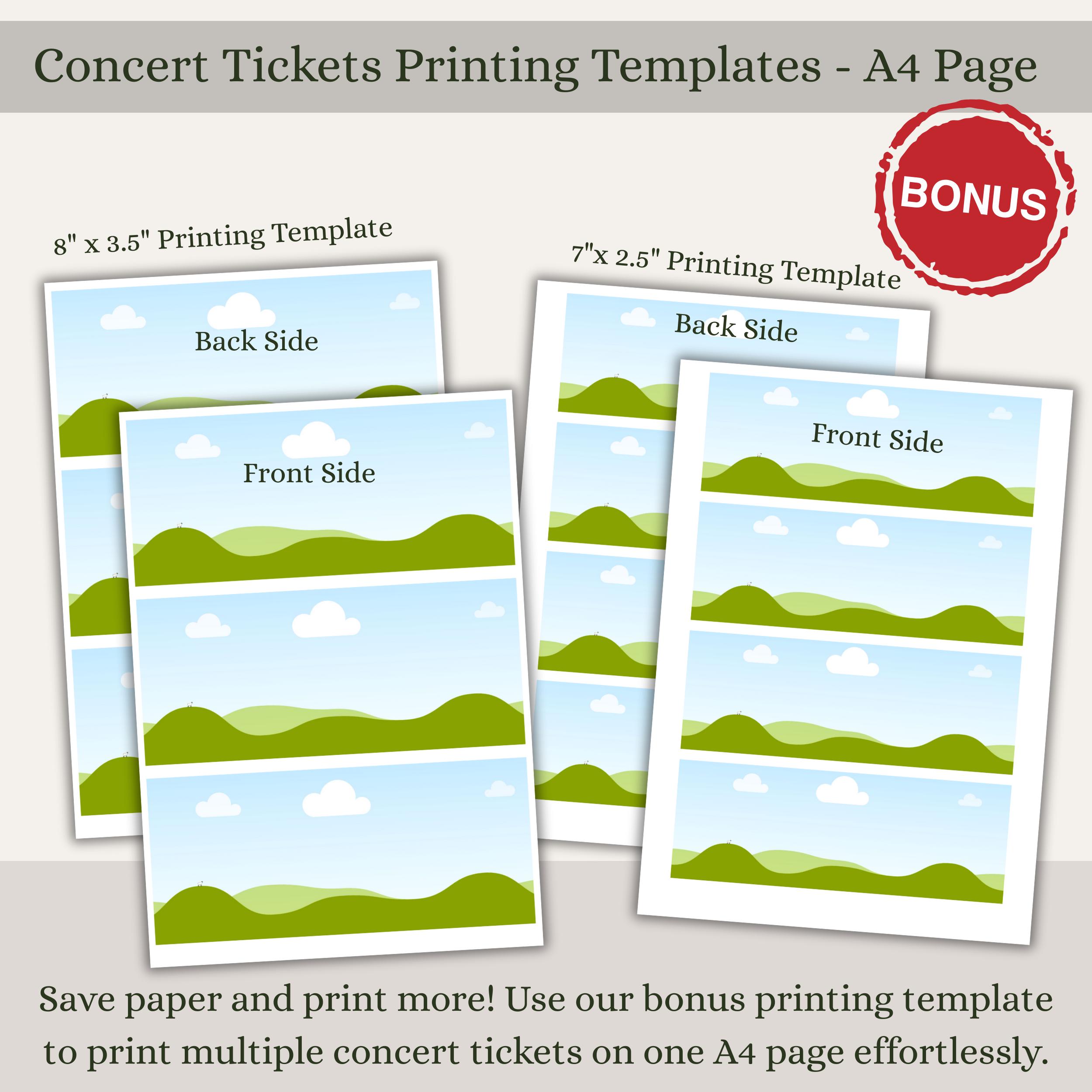 Fake Rockets Ticket Template Editable Concert Ticket Template | Fake Concert Tickets Stub | DIY ...