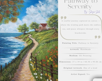Original Oil Painting on Canvas: Tranquil Coastal Cottage Landscape