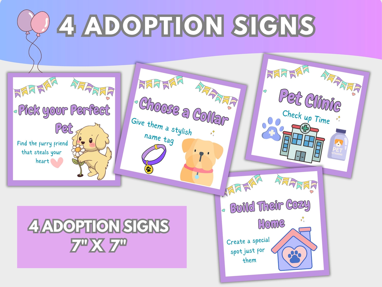 Pet Adoption Party Printable Kit | Puppy Adoption Station Signs | Pet ...