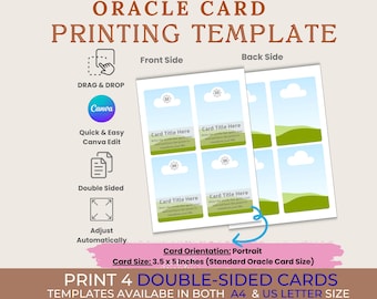 Plantilla de carta de oráculo editable en Canva / Baraja de afirmaciones y espiritualidad DIY / Cartas de tarot personalizables / Imprimible para uso personal y profesional