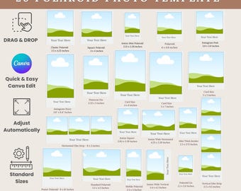 20 Polaroid Photo Templates, Editable Polaroid Guest Book Sign, Photobooth Layout, Instax Photo Guestbook,Custom Polaroid Photo Magnet Frame